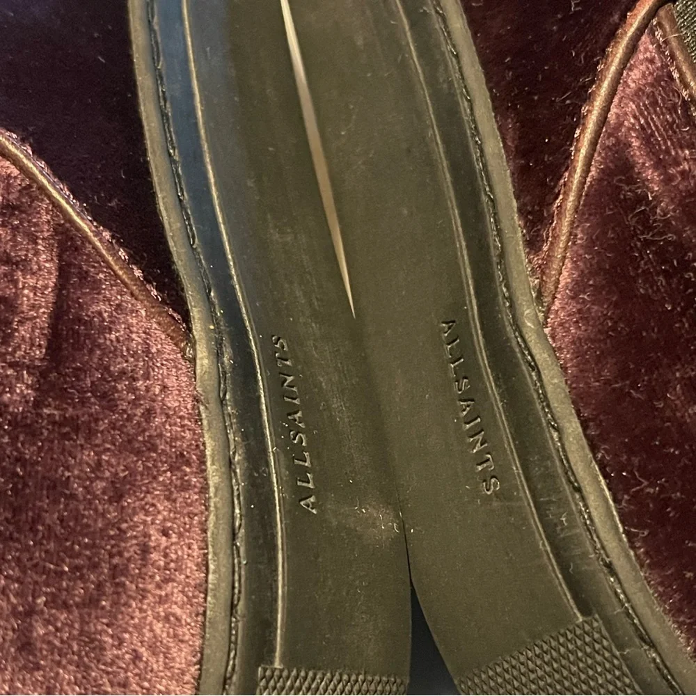 All Saints velvet chelsea boots mens size 44 US 11 pre-owned condition with flaw